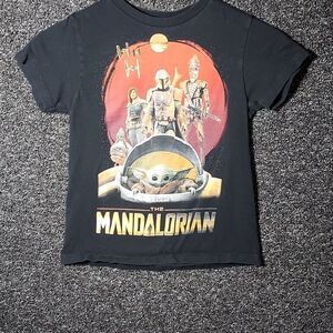 Star War Mandalorian Baby Yoda Grogu XS Graphic Tee Shirt T-Shirt Black Mando